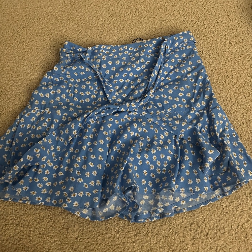 Light blue floral skirt from Zara